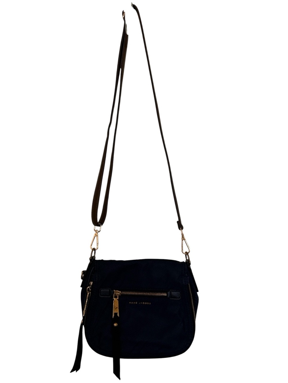 Marc Jacobs nylon Trooper Nomad crossbody, navy w/gold hardware,  zip pockets. - Picture 4 of 14